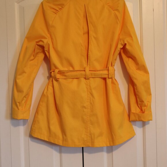 Black Rivet Sunny Yellow Trench Water Resistant Jacket Tie Belt Size Large - Picture 14 of 16